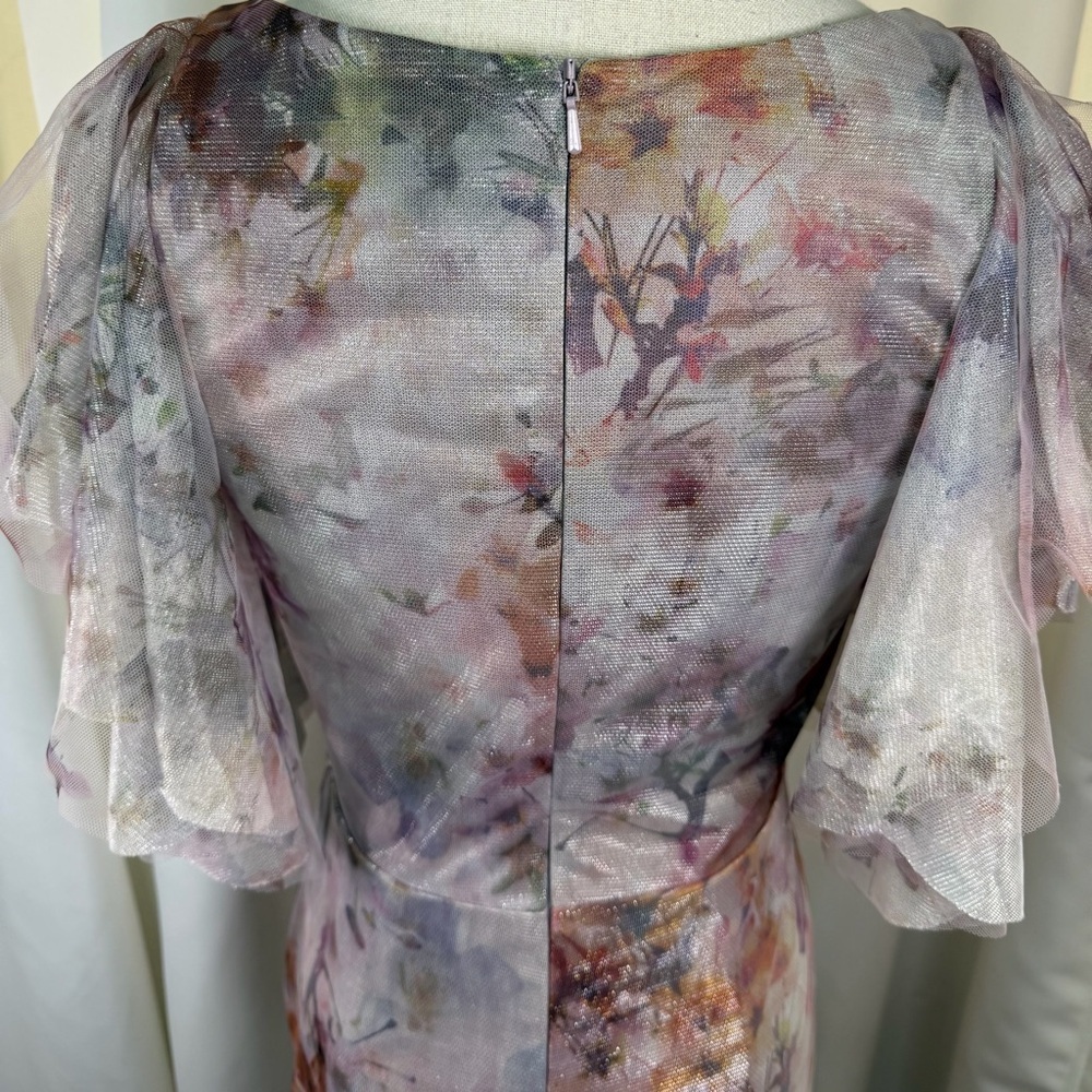 NWT Rene Ruiz Collection ‘Flutter Sleeve Tulle Cocktail Dress’ in Purple Floral - Picture 12 of 16